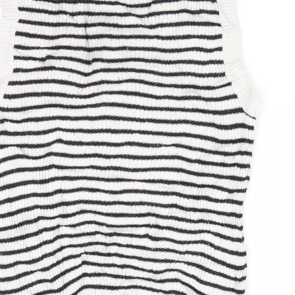 H&M Girls Black Striped Vest Jumper Size 9-10 Years