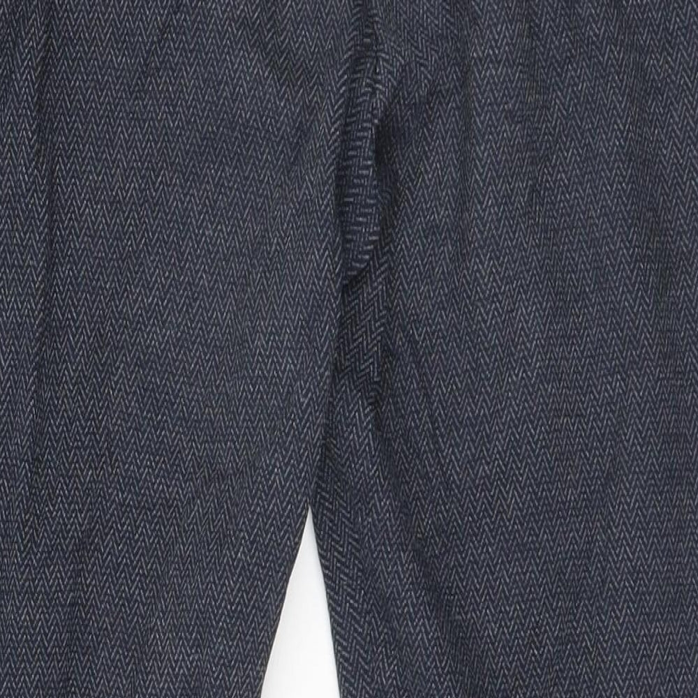 Marks & Spencer Womens Grey Herringbone Trousers Size 16 L24 in