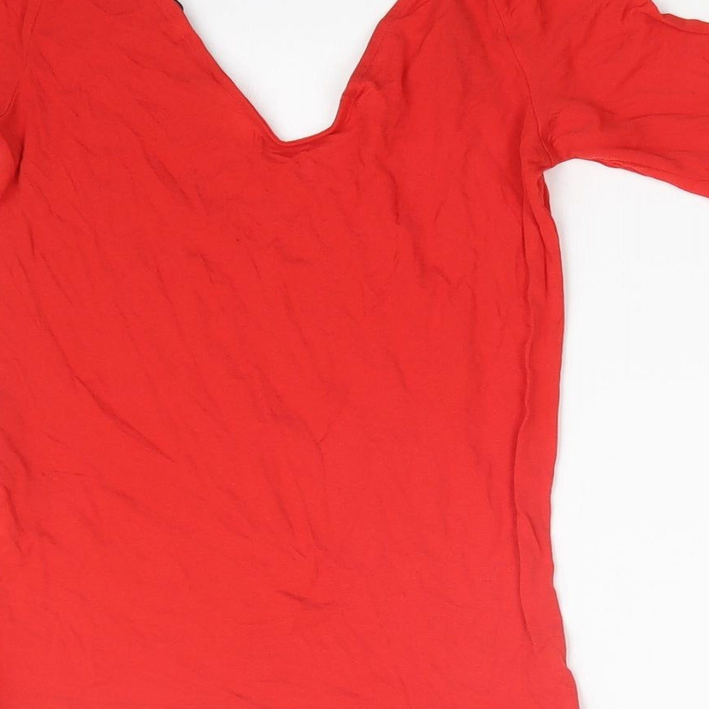 Monki Womens Red Basic T-Shirt Size 2XS