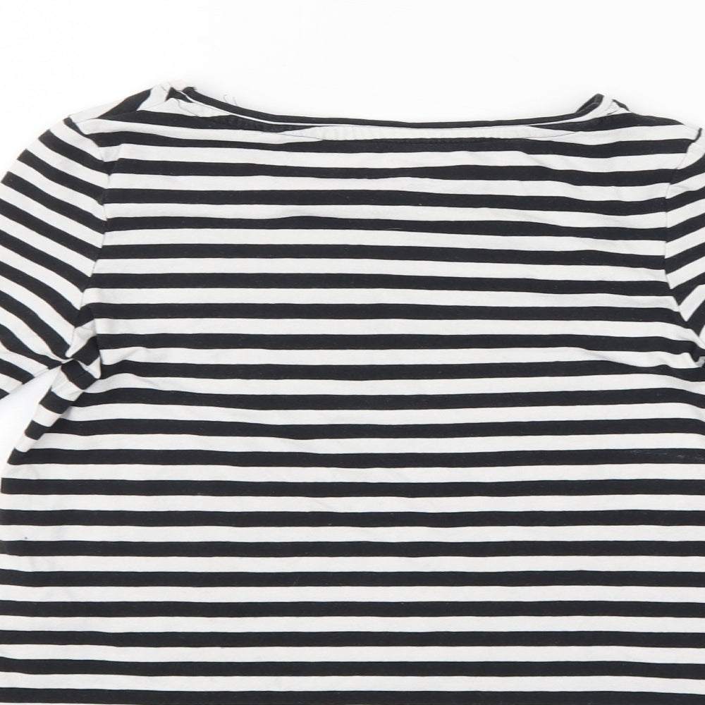 Pepperts Girls Black Striped Pullover Jumper Size 7-8 Years