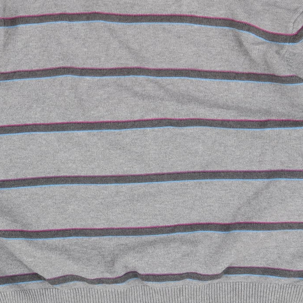 Atlantic Womens Grey Striped Pullover Jumper Size M