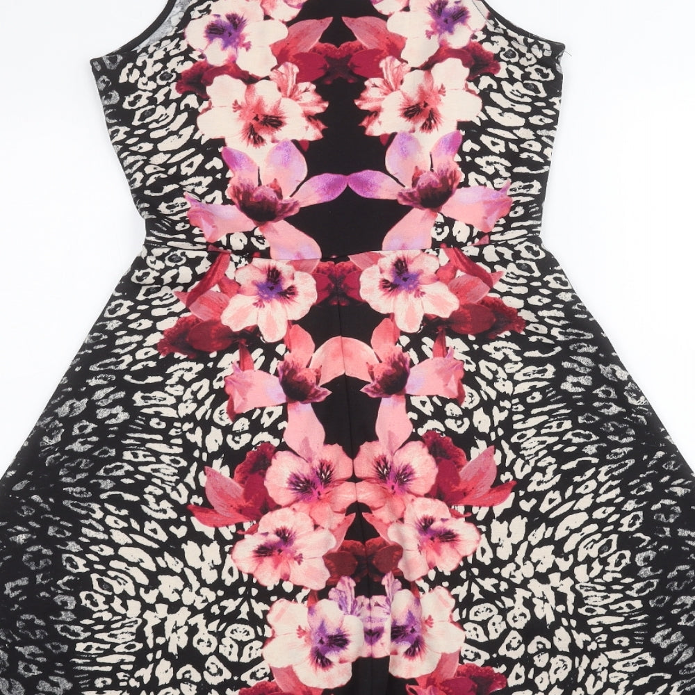 H&M Womens Black Floral A-Line Size S