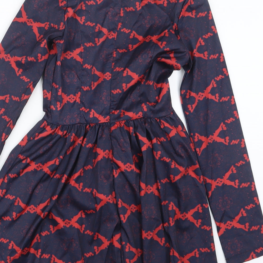 Preworn Womens Blue Geometric Mini Size S