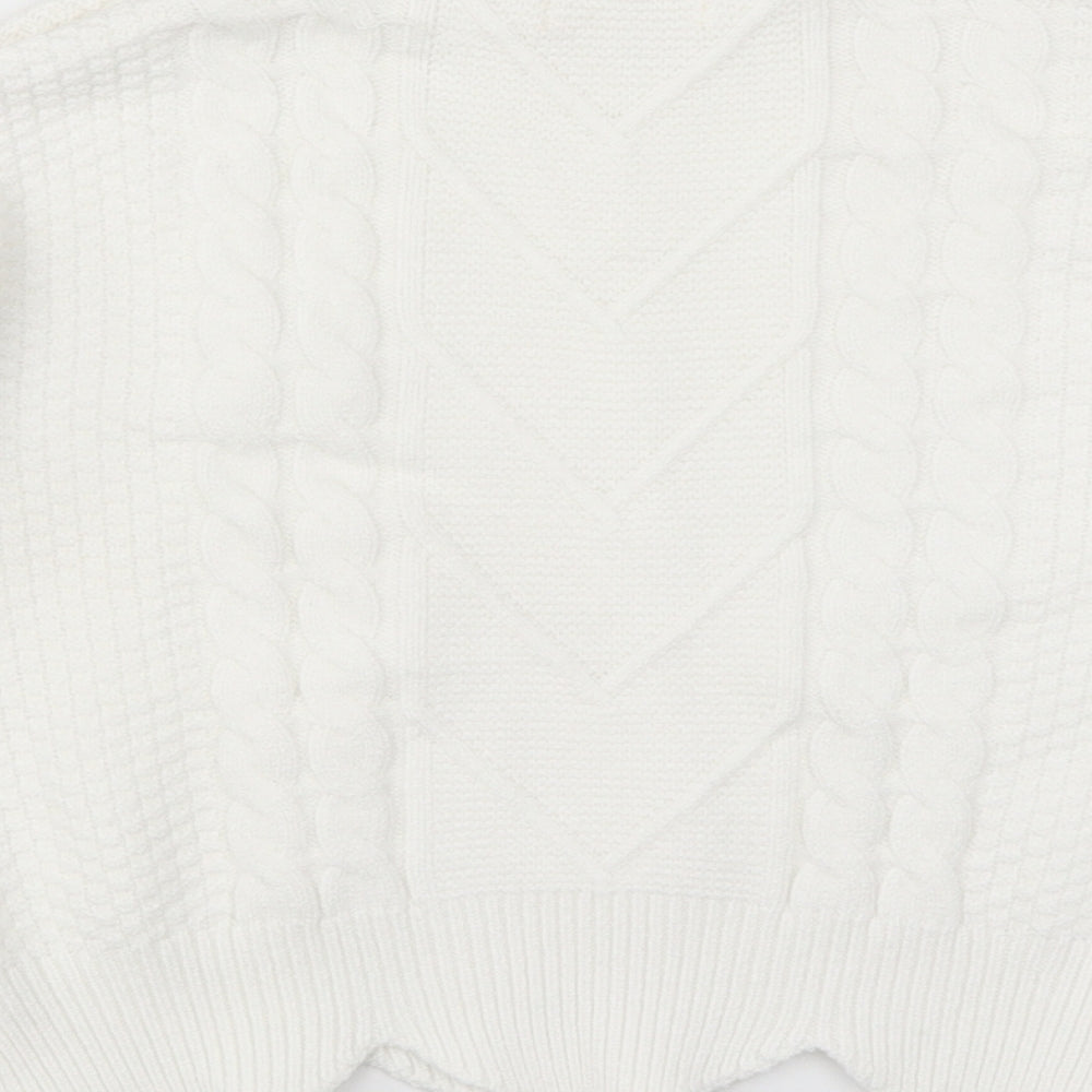 Exquisss Womens White Knit Pullover Jumper One Size