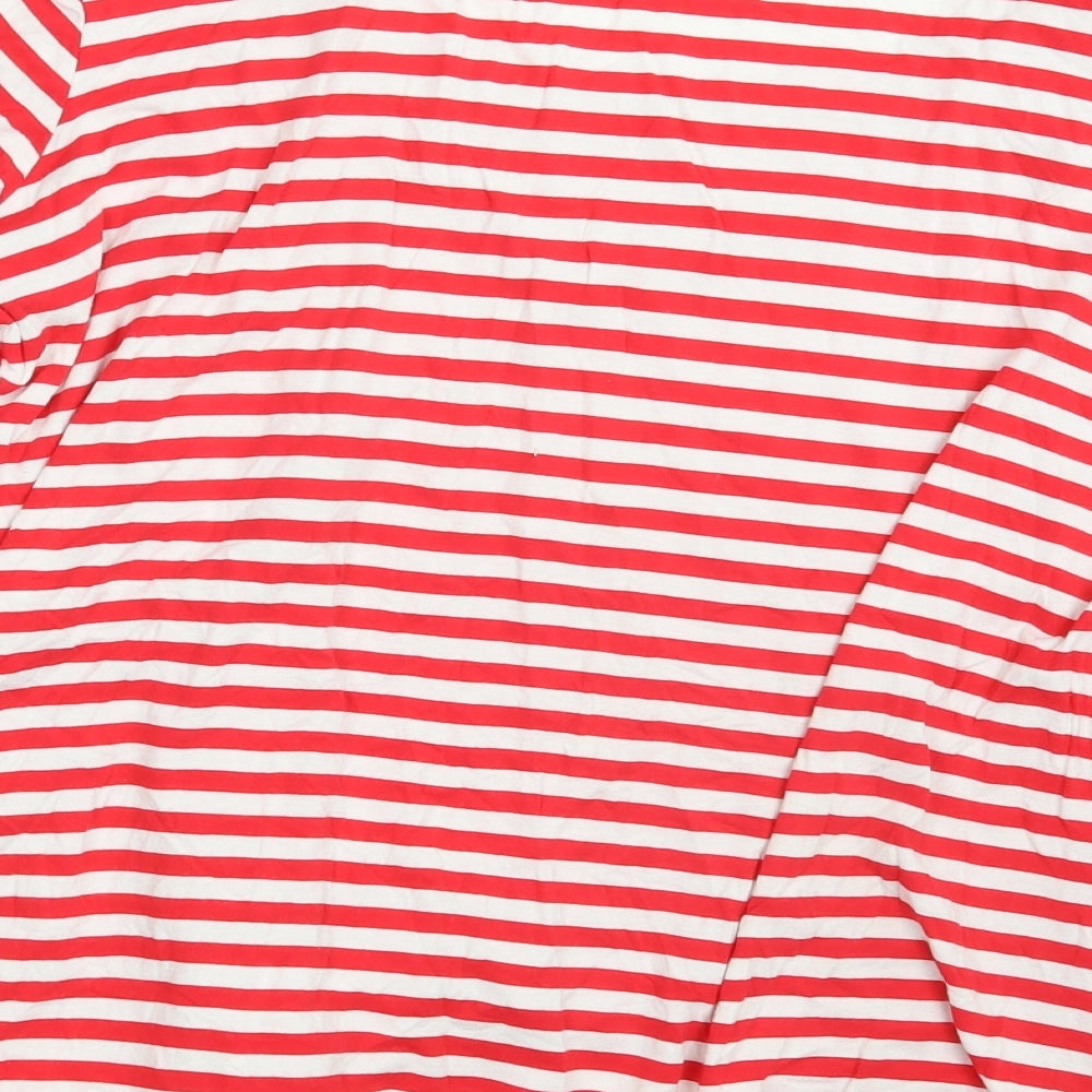 Preworn Womens Red Striped Pullover Sweatshirt One Size
