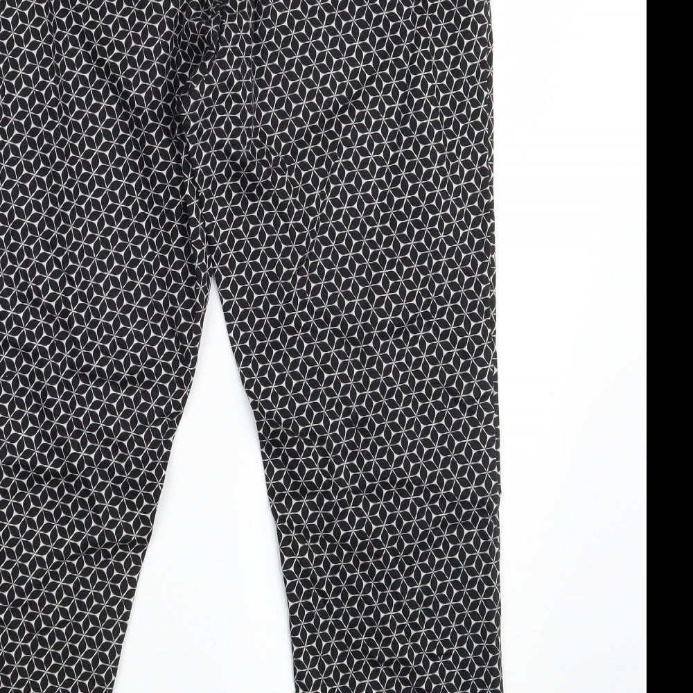 H&M Womens Black Geometric Chino Trousers Size 10 L26 in