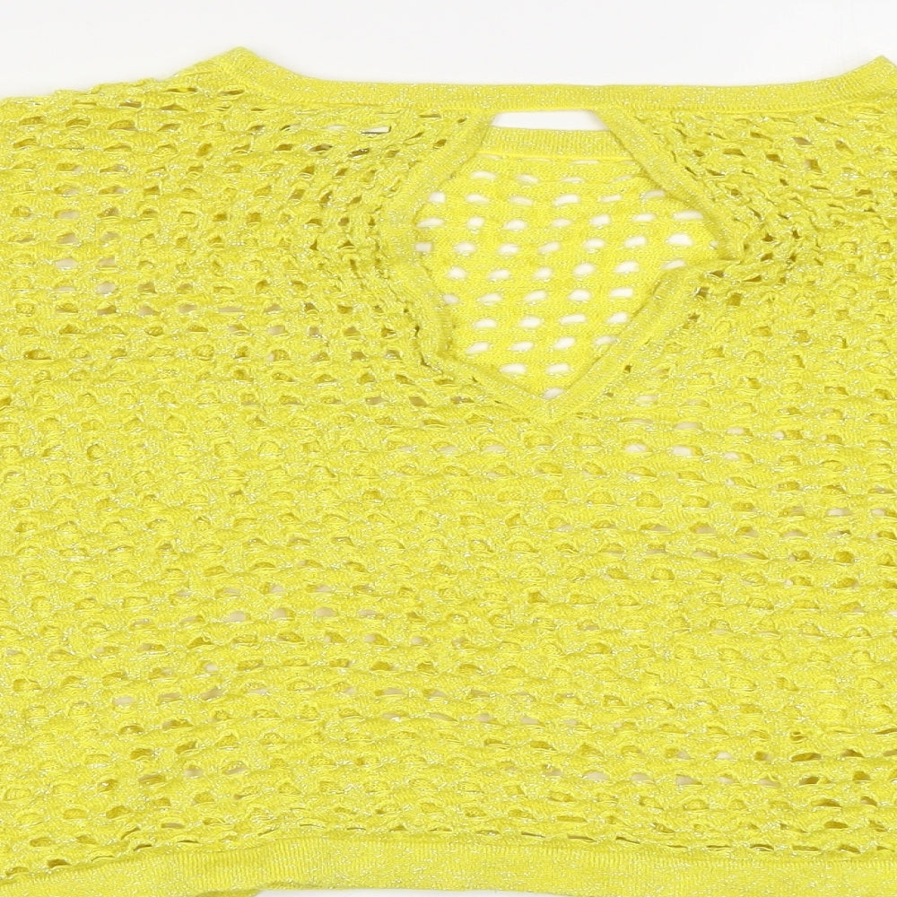 River Island Womens Yellow Cropped T-Shirt Size M
