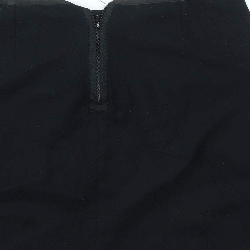 IN WEAR Womens Black Houndstooth A-Line Skirt Size 14