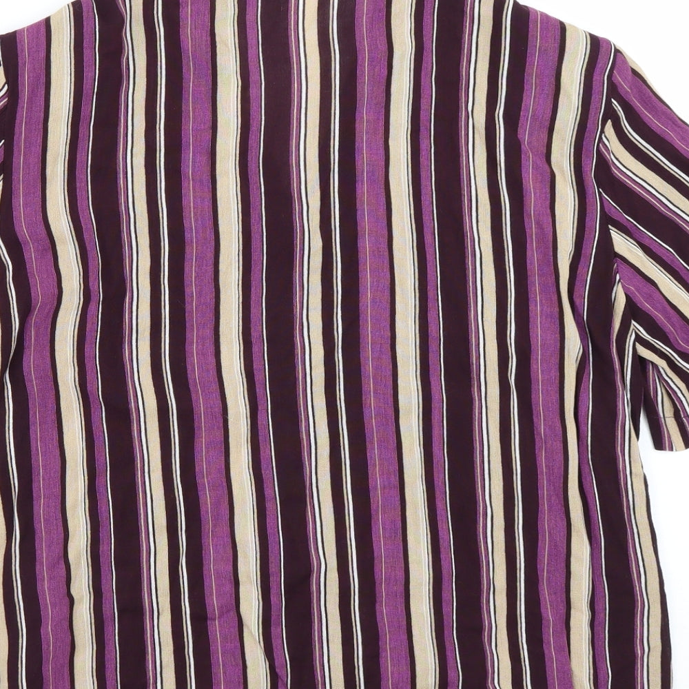 Burktex Womens Purple Striped Basic Button-Up Size 16