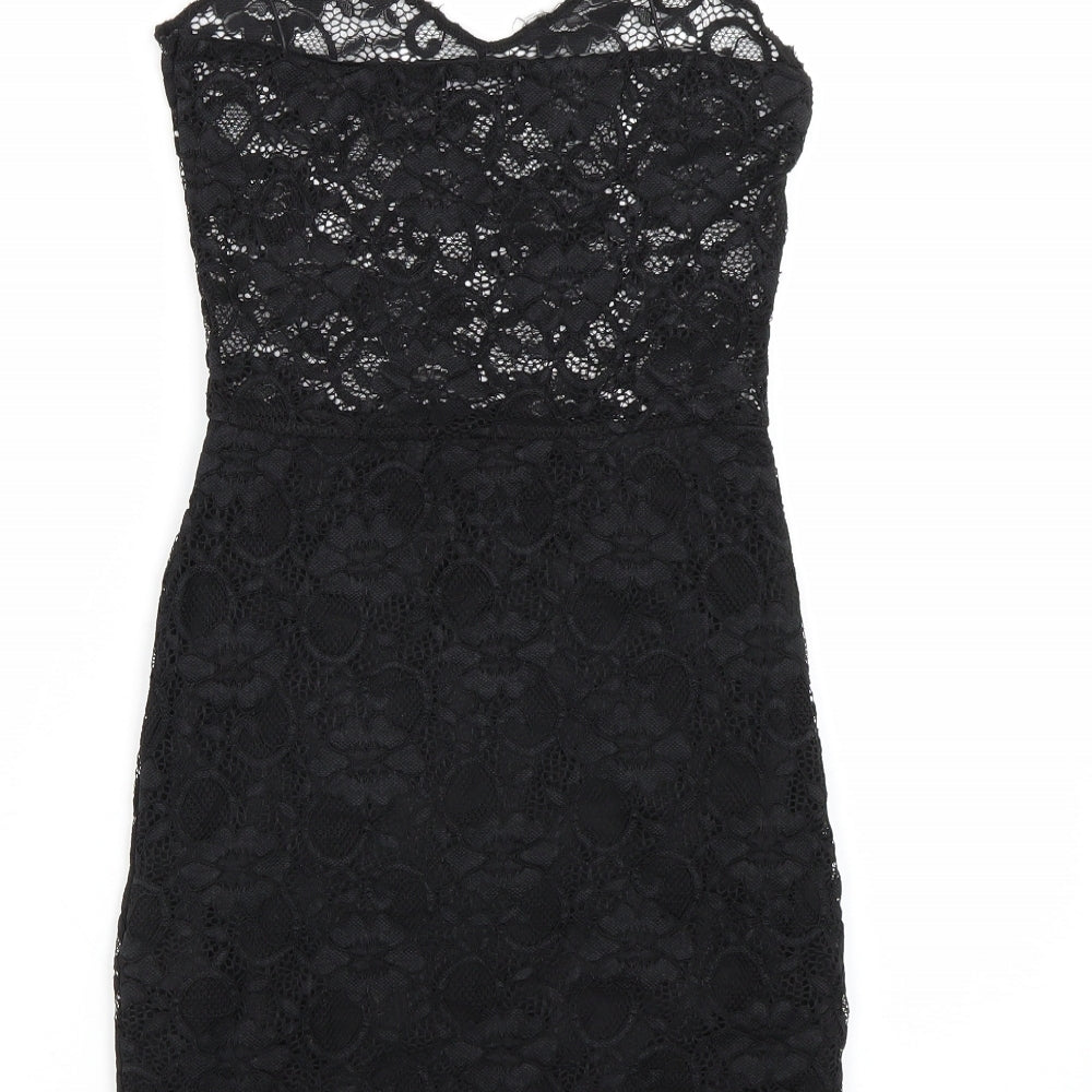 Boohoo Womens Black Floral Tank Dress Size 4