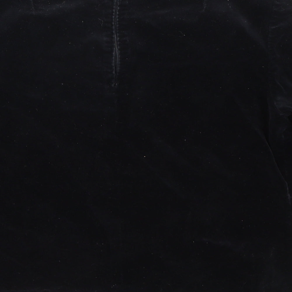 Preworn Womens Black Velour Cropped T-Shirt Size S