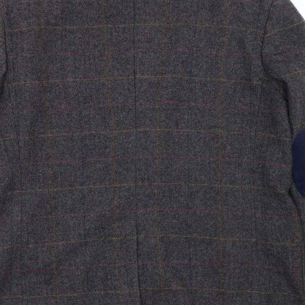 Cedarwood State Mens Grey Herringbone Jacket Suit Size L