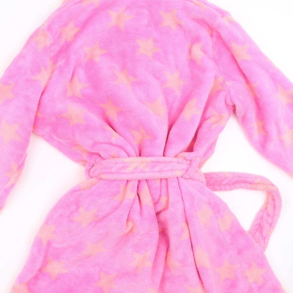 Young Dimension Girls Pink Geometric Top Robe Size 7-8 Years - Star Pattern