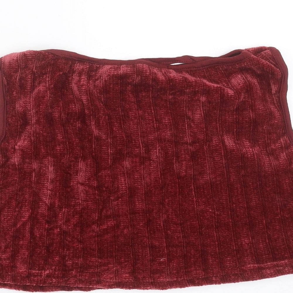 Misspap Womens Red Striped Cropped T-Shirt Size 8