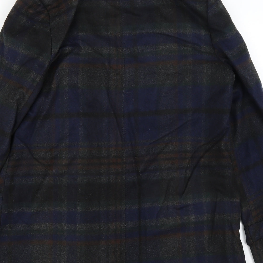 F&F Womens Blue Plaid Overcoat Coat Size 10