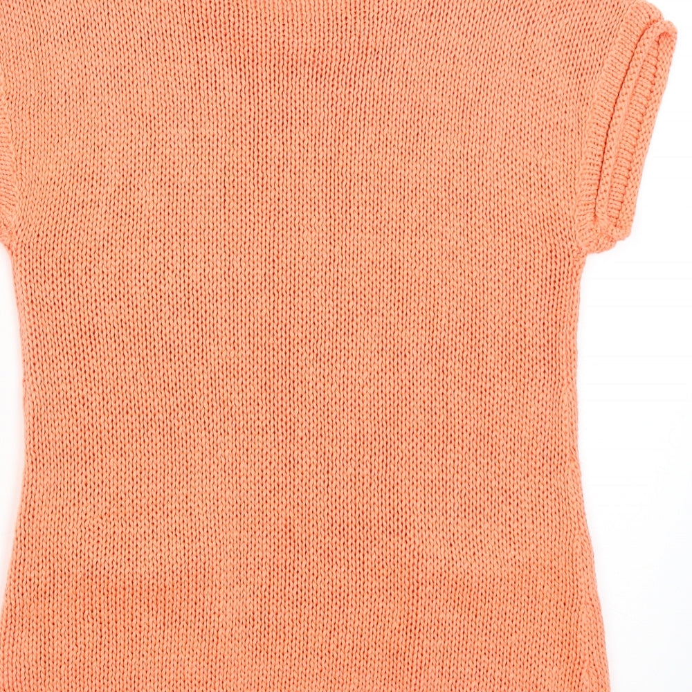Intuition Womens Orange Basic T-Shirt Size 8