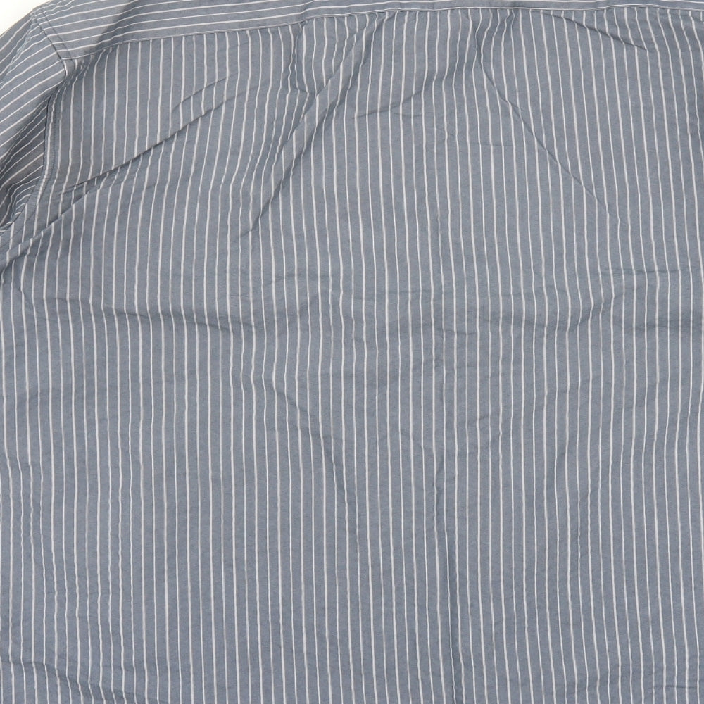 BHS Mens Blue Striped Button-Up Size 2XL