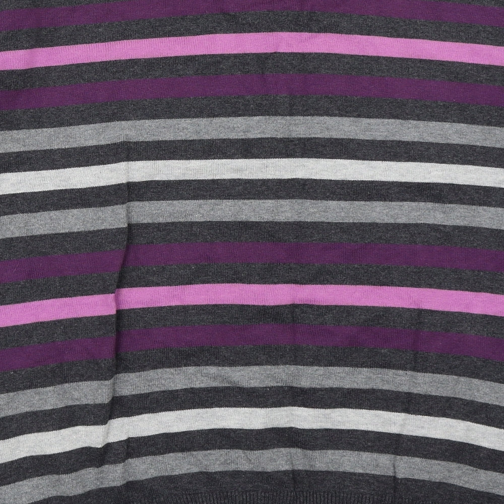 Easy Mens Grey Striped Pullover Jumper Size L