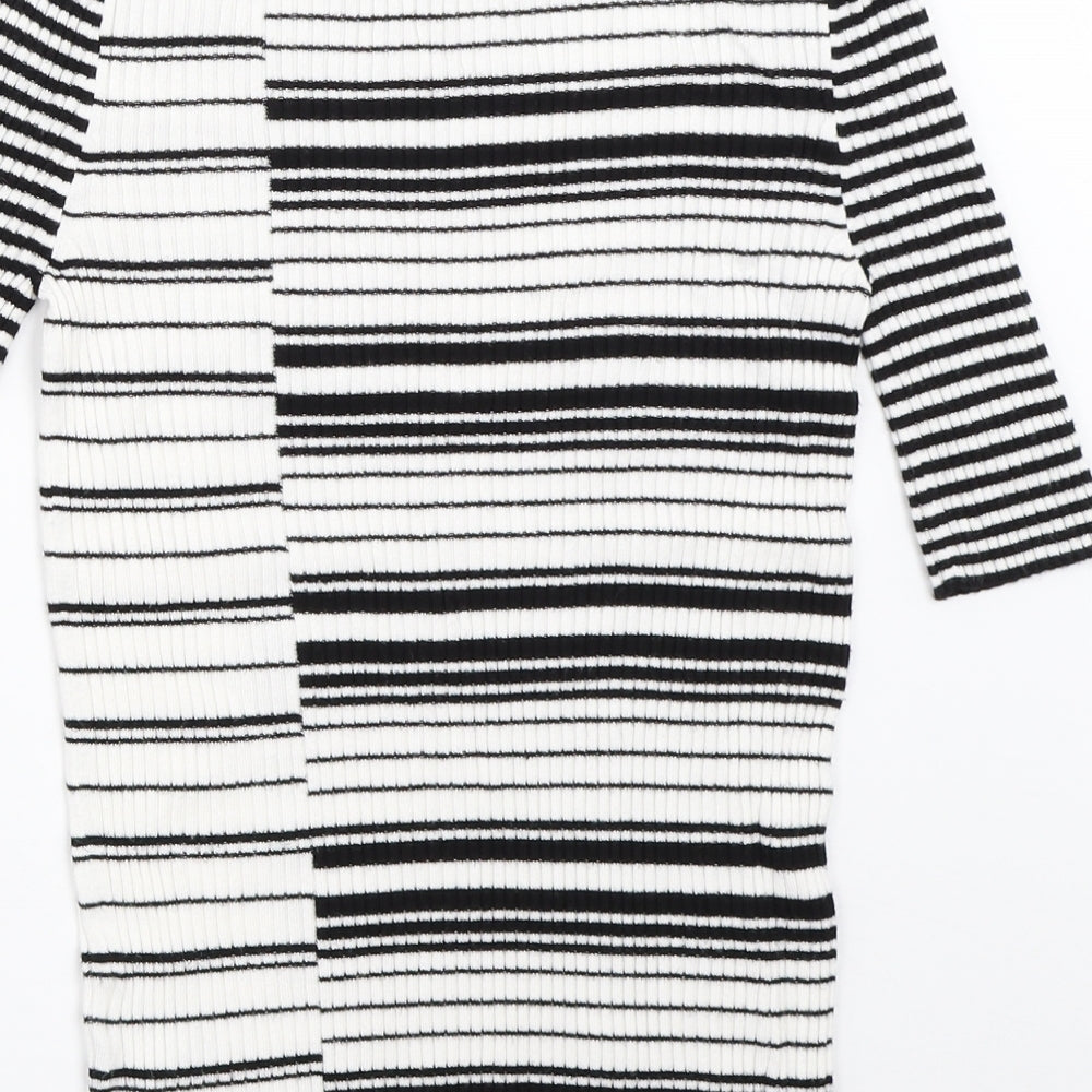 Per Una Womens White Striped Pullover Jumper Size 8