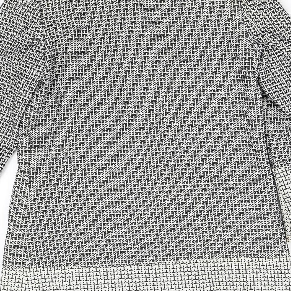 H&M Womens Grey Geometric Overcoat Coat Size 6