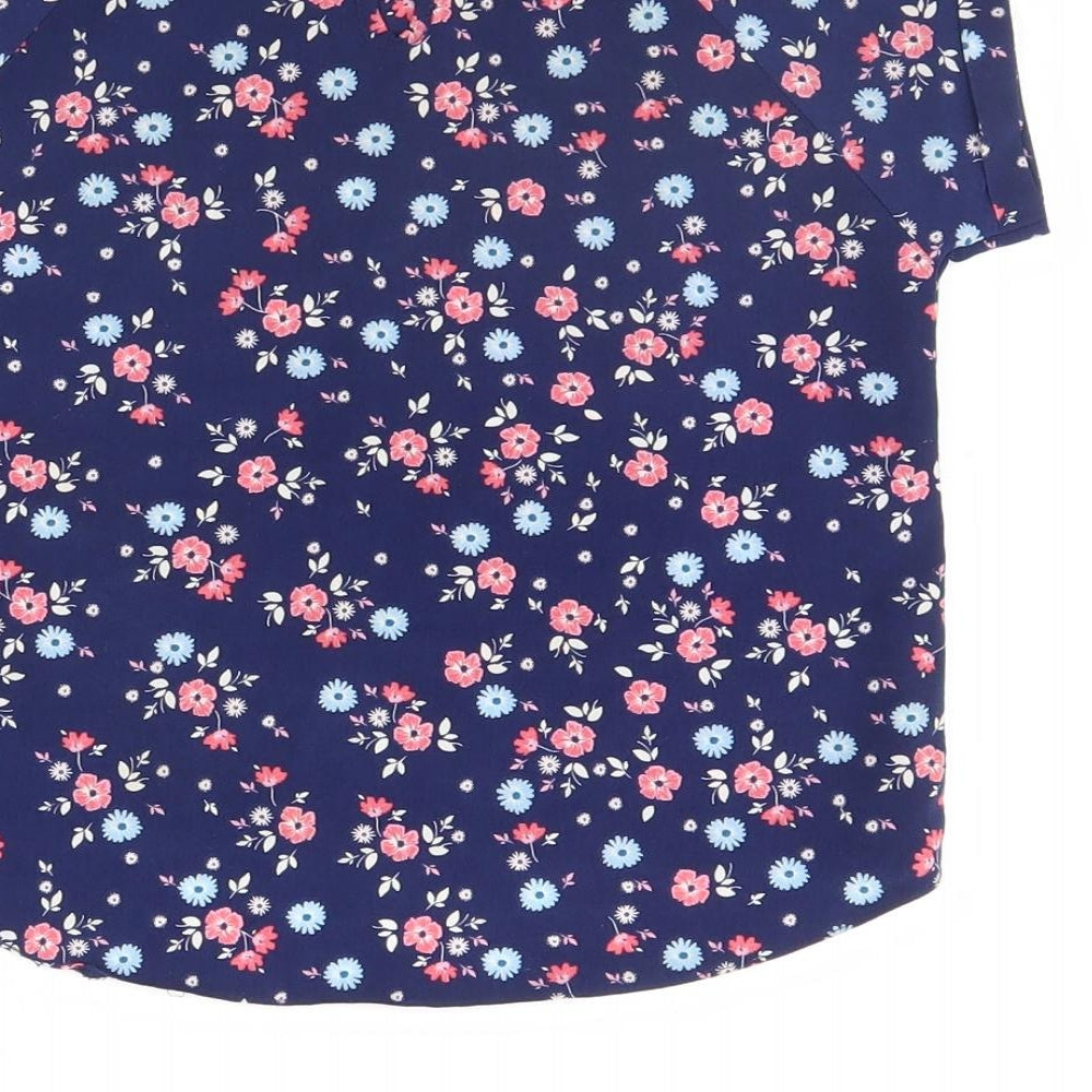 Young Dimension Girls Blue Floral Basic Blouse Size 7 Years