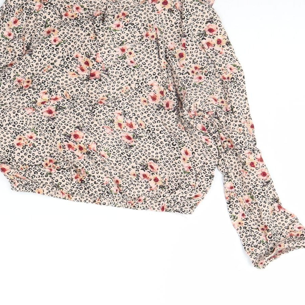Primark Girls Pink Animal Print Basic Blouse Size 7 Years