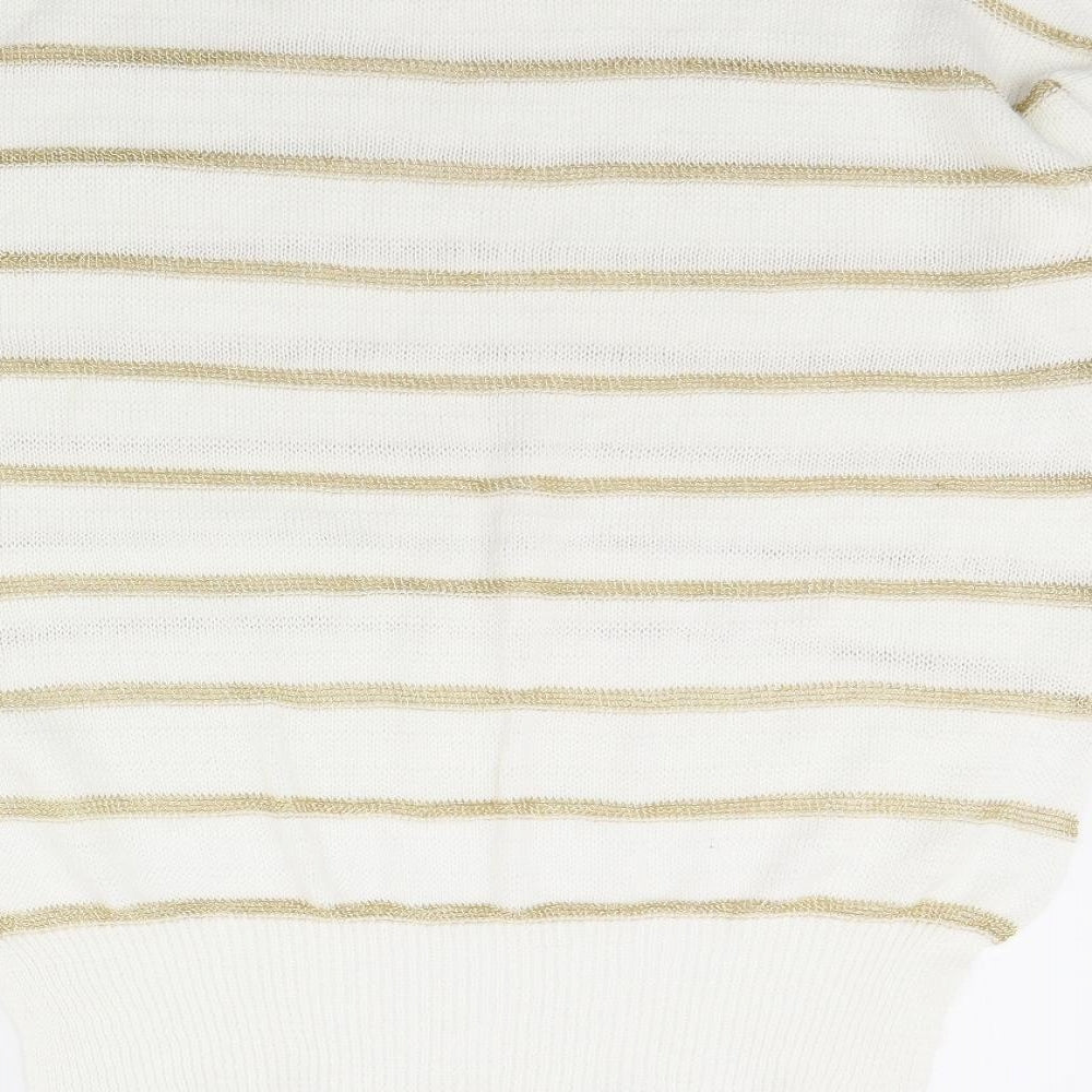 Alice & You Womens White Striped Pullover Jumper Size 8