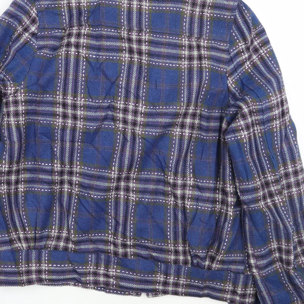 Primark Womens Blue Check Jacket Coat Size 10