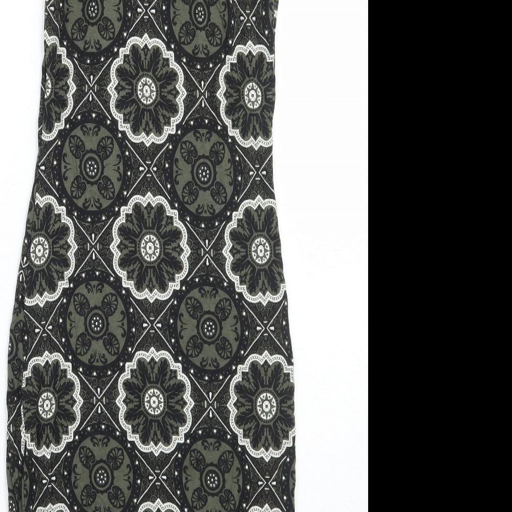 Miss Selfridge Womens Green Paisley A-Line Size 6
