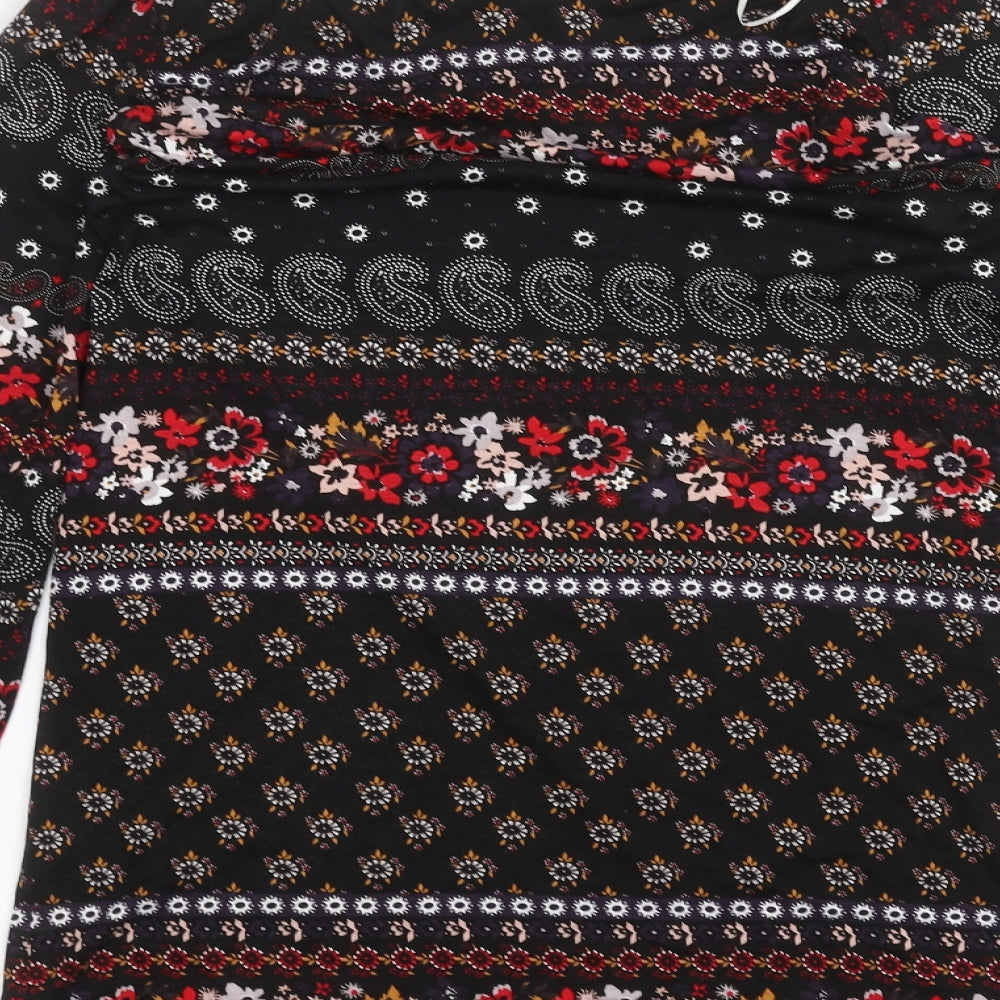 George Womens Black Floral Basic Blouse Size 8