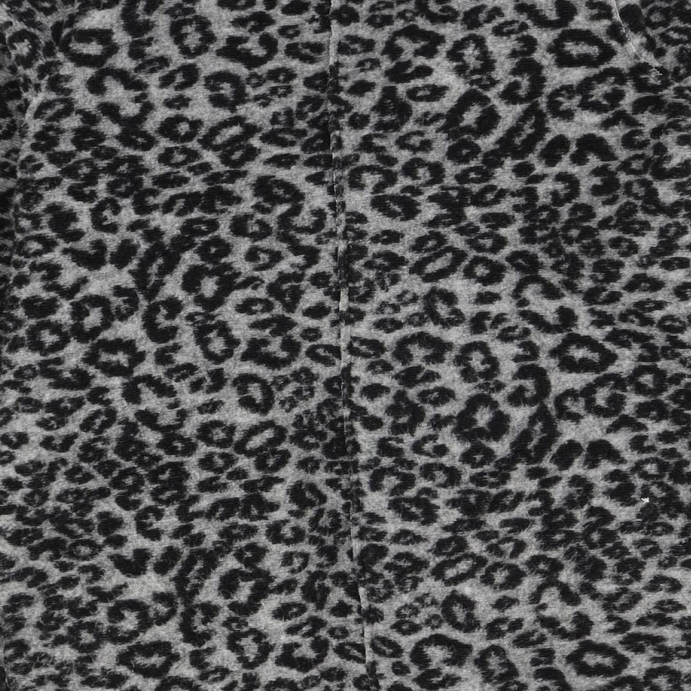 NEXT Womens Grey Animal Print Overcoat Coat Size 10