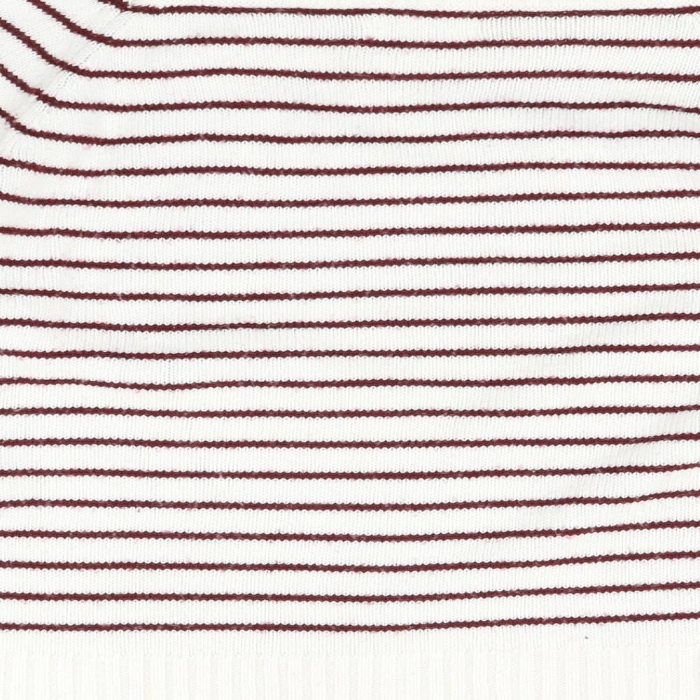 Fifty Percent Womens White Striped Pullover Jumper Size M