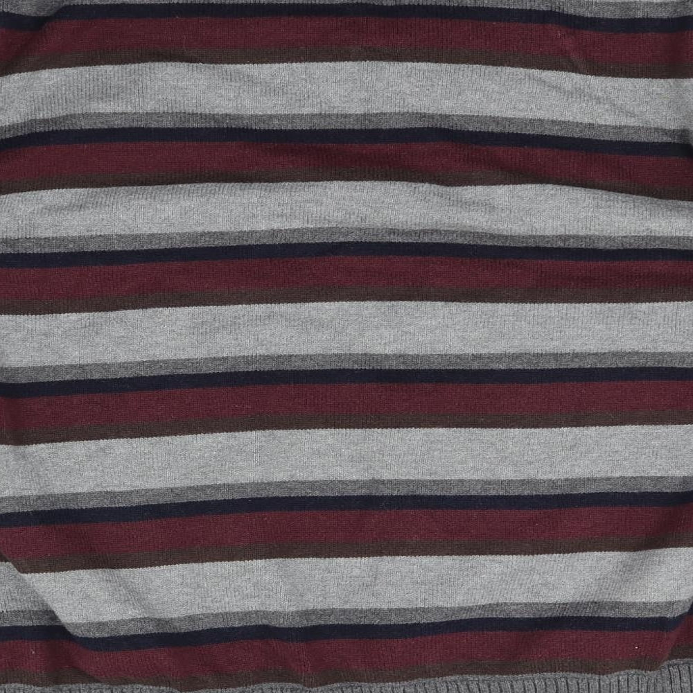 Cotton Mens Multicoloured Striped Pullover Jumper Size L