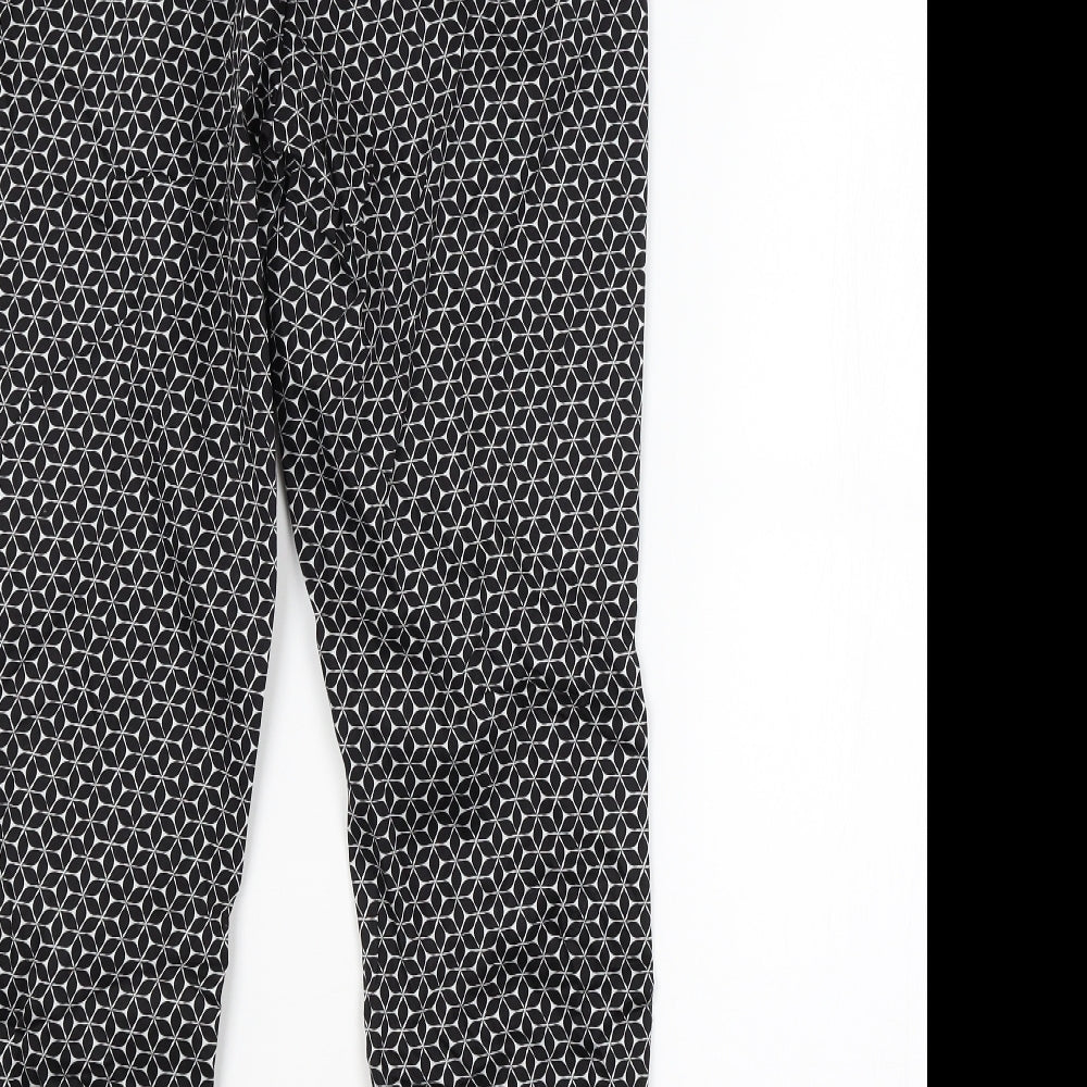 H&M Womens Black Argyle/Diamond Trousers Size 10 L27 in