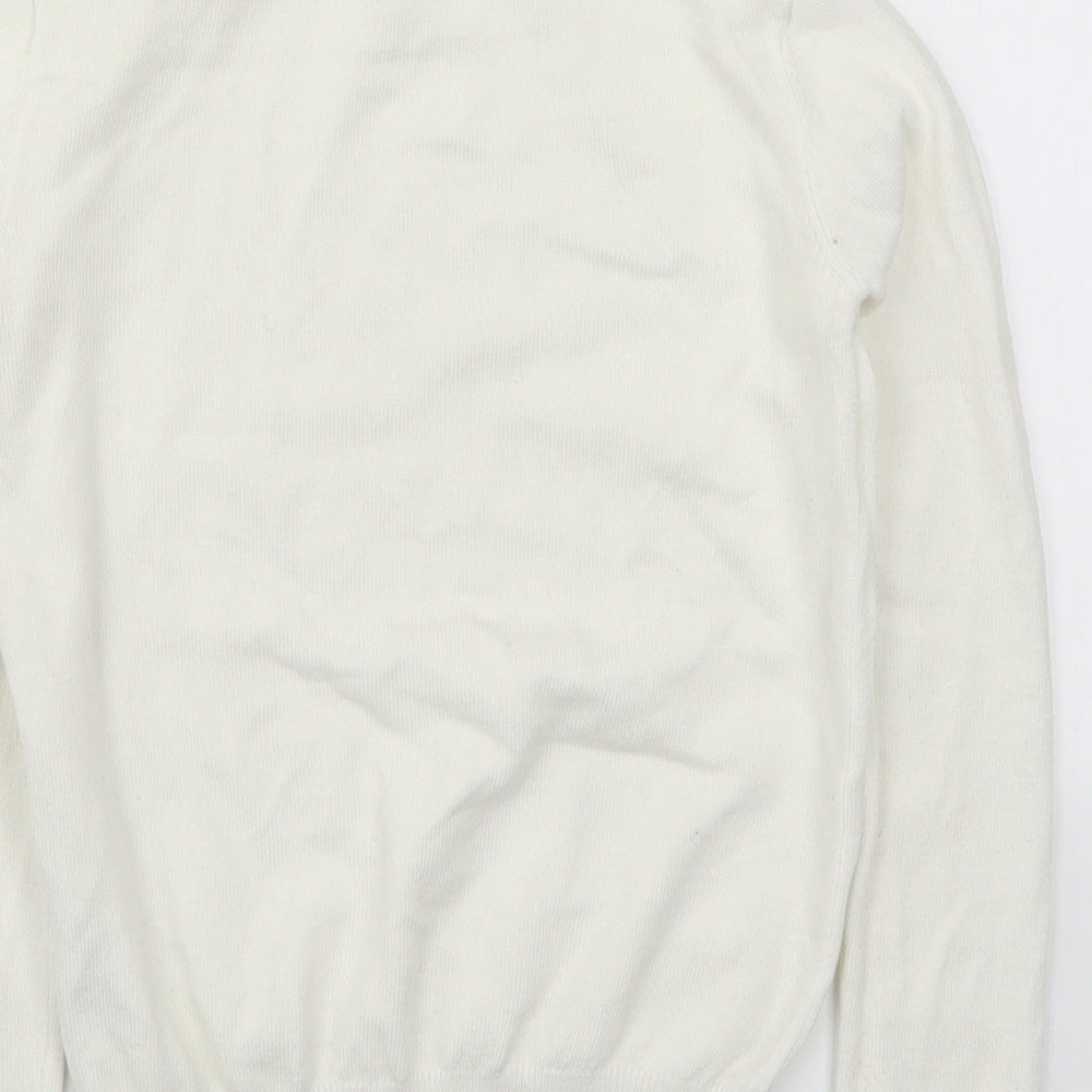 Young Dimension Girls White Knit Pullover Jumper Size 9-10 Years