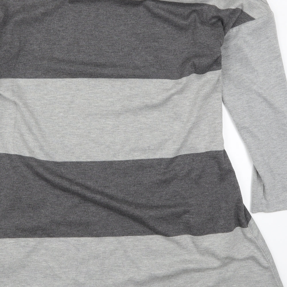 Viz a Viz Womens Grey Striped A-Line Size 12