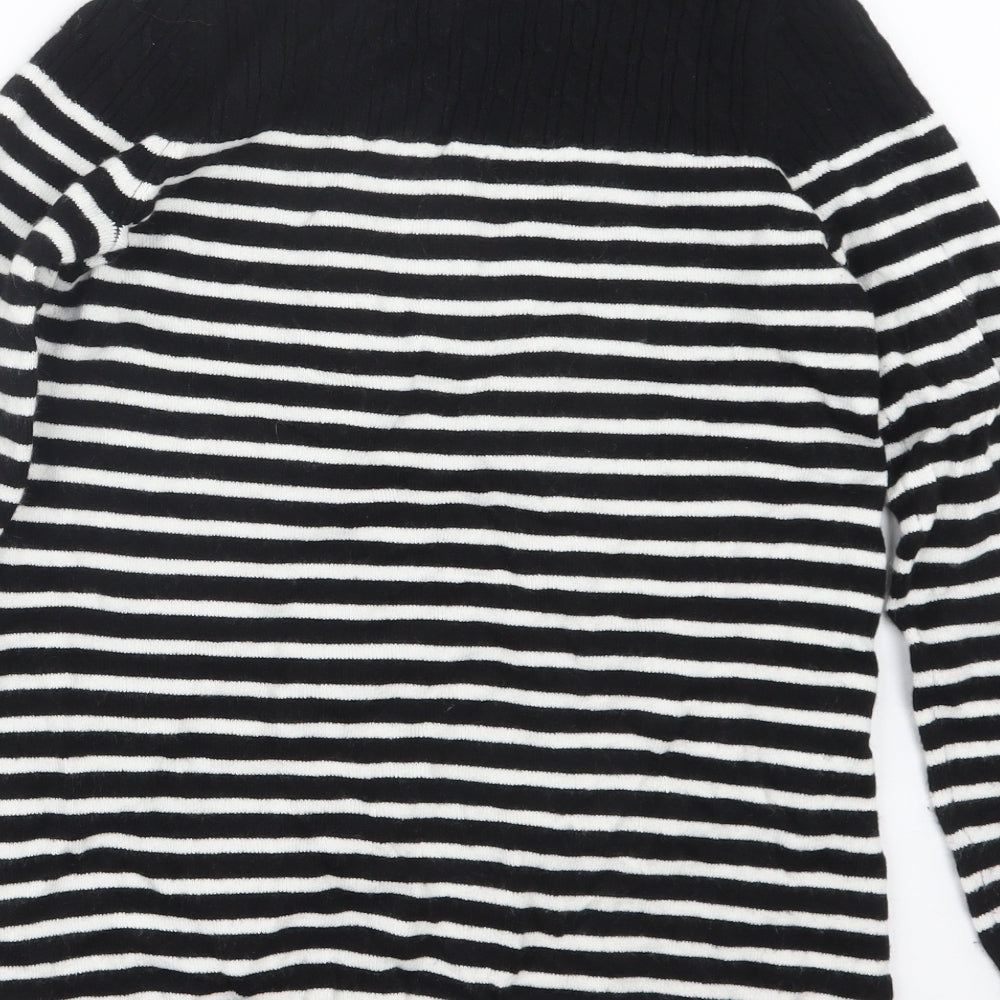 M&Co Womens Black Striped Pullover Jumper Size 8
