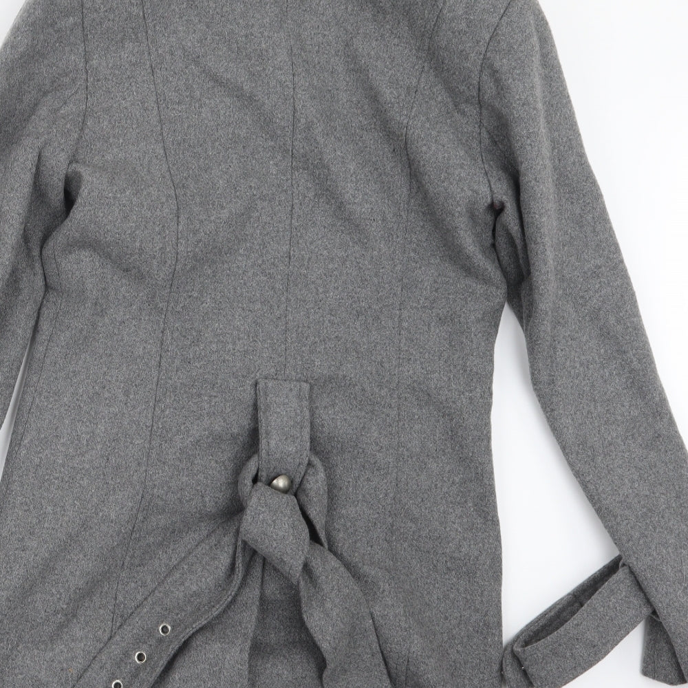 Oasis Womens Grey Pea Coat Coat Size 8