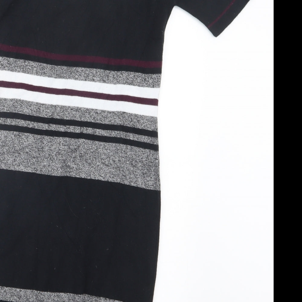 New Look Womens Black Striped Pullover Jumper Size 8 - Long