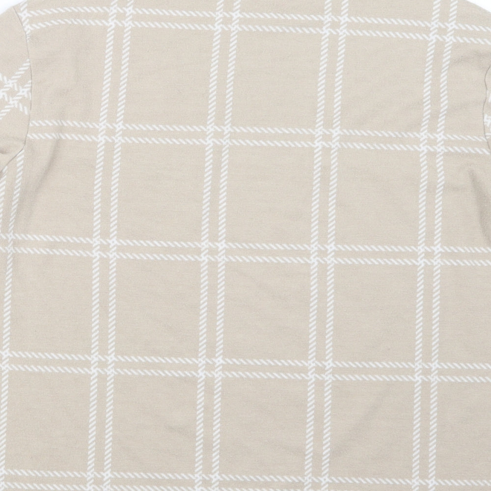 Marks & Spencer Womens Beige Check Pullover Jumper Size 12