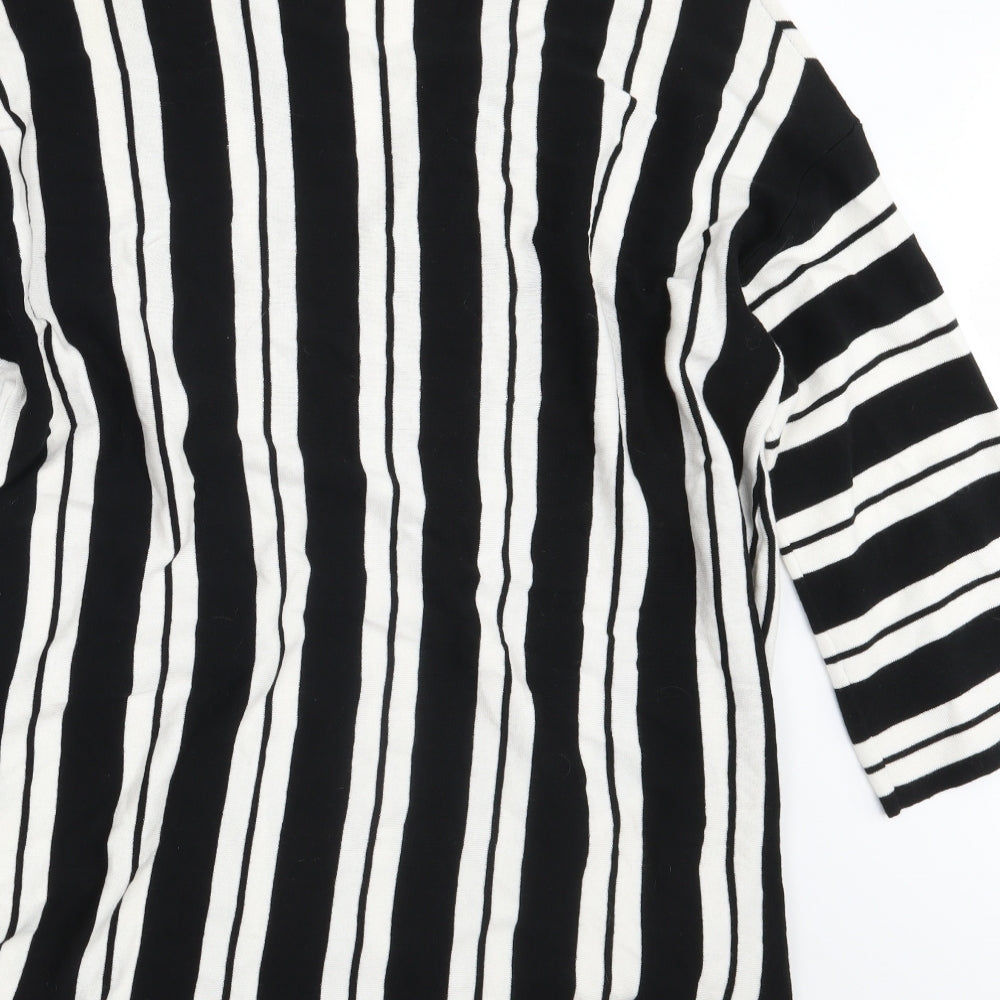 Oltre Womens White Striped Pullover Sweatshirt Size XL