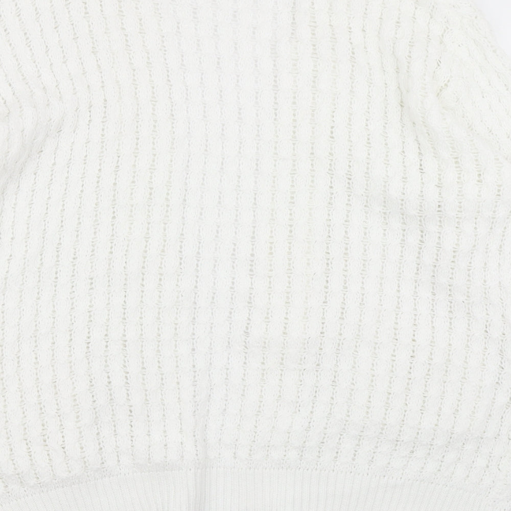 Choice Womens White Knit Cardigan Jumper Size M
