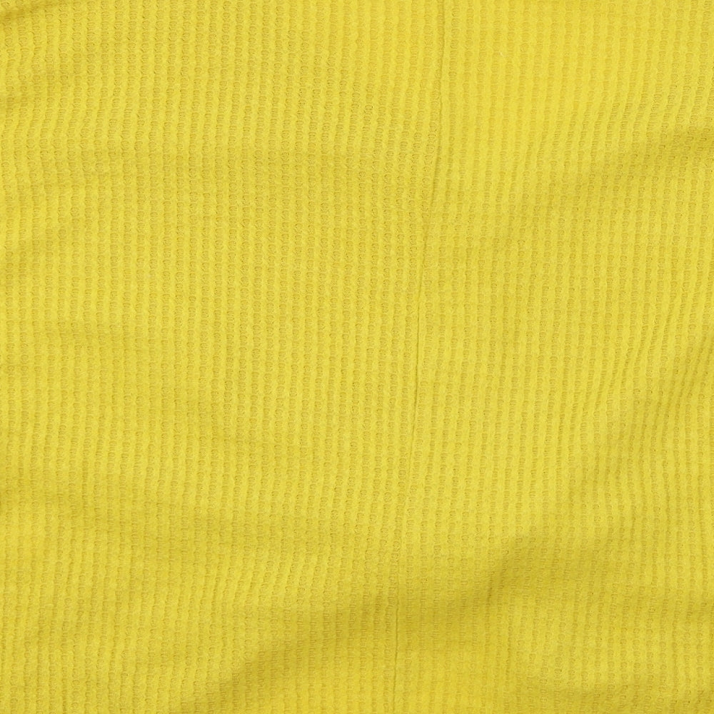 CY Womens Yellow Knit Cardigan Jumper Size L