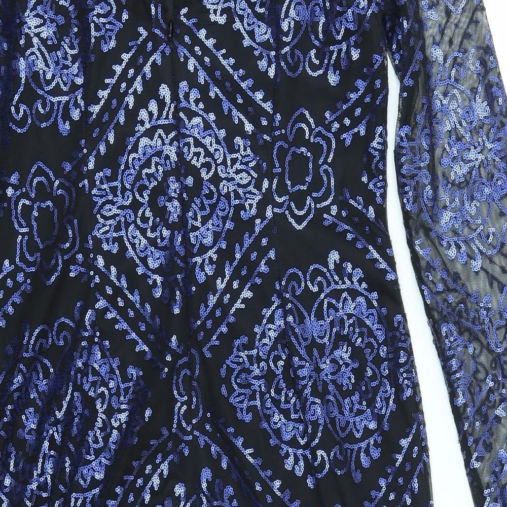 Dalia Womens Blue Geometric Fit & Flare Size L