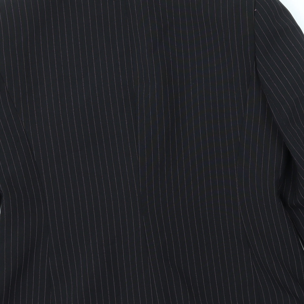SELEIT Womens Black Striped Jacket Blazer Size 12