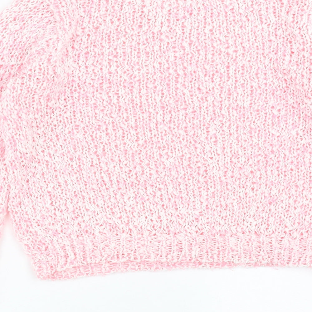 internationale Womens Pink Knit Pullover Jumper Size 12 - open knit