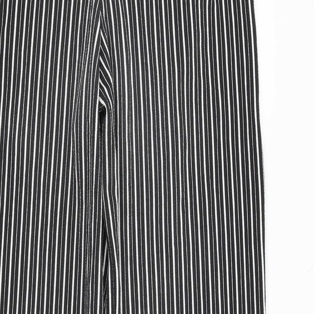 PRETTYLITTLETHING Womens Black Striped Trousers Size 10 L32.5 in