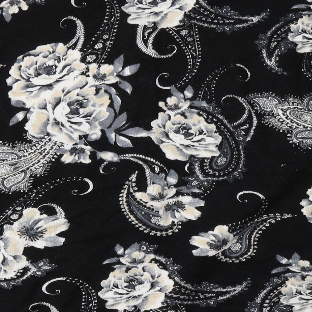 Bonmarché Womens Black Floral Knit Cardigan Jumper Size L