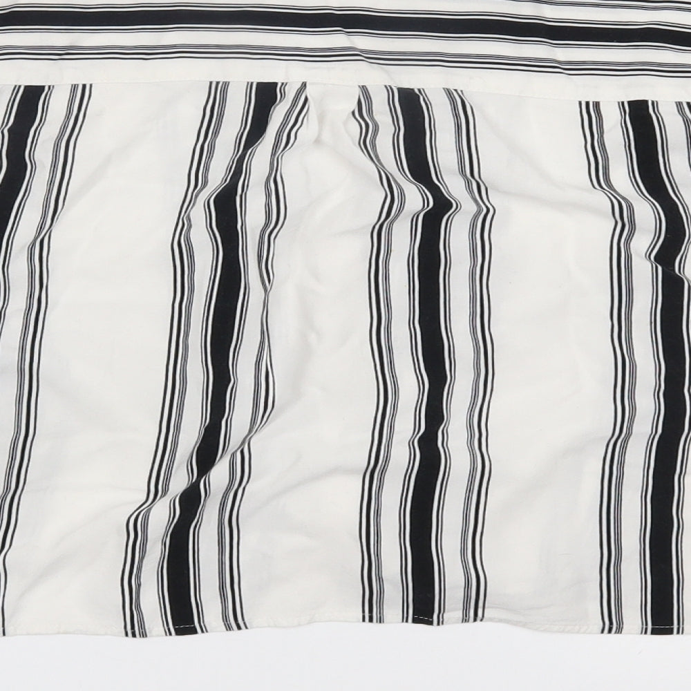 H&M Womens White Striped Basic Button-Up Size 10