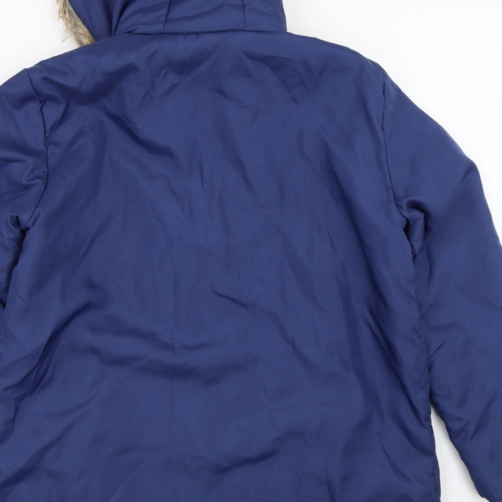 Anne De Lancay Womens Blue Quilted Coat Size M